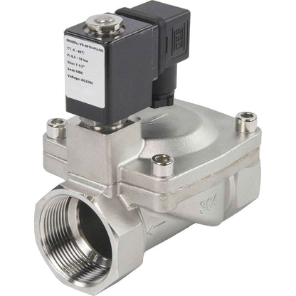 Two way normally closed indirect acting electric solenoid valve DNOVA VS2W-401V-PU-NC G VITON 110/220V, body material - stainless steel AISI 304, seal - Viton