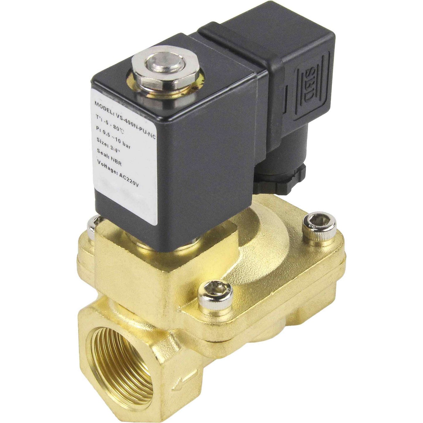 Two way normally closed indirect acting electric solenoid valve DNOVA VS2W-400N-PU-NC G NBR 24V, body material - brass, seal - NBR