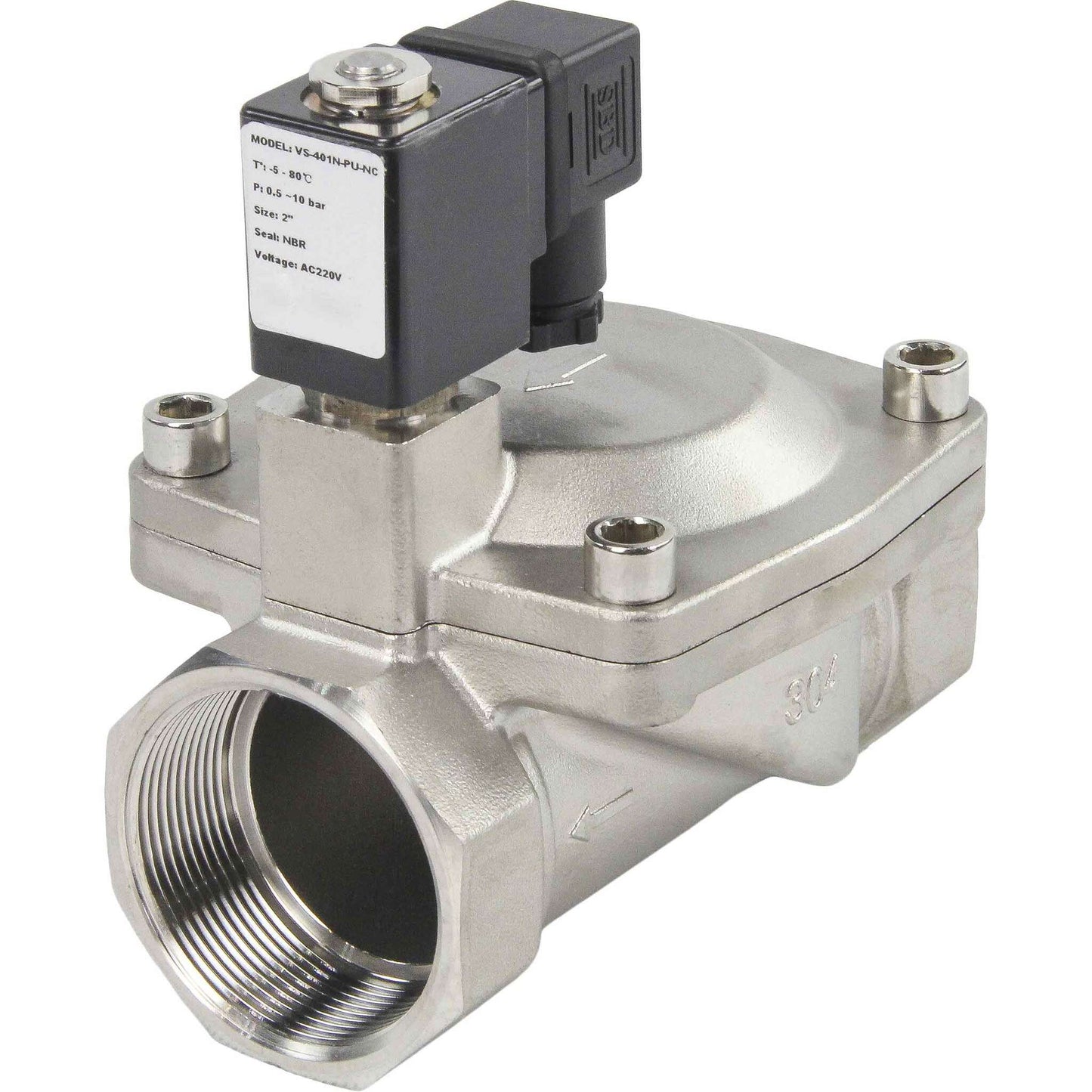 Two way normally closed indirect acting electric solenoid valve DNOVA VS2W-401V-PU-NC G VITON 24V, body material - stainless steel AISI 304, seal - Viton