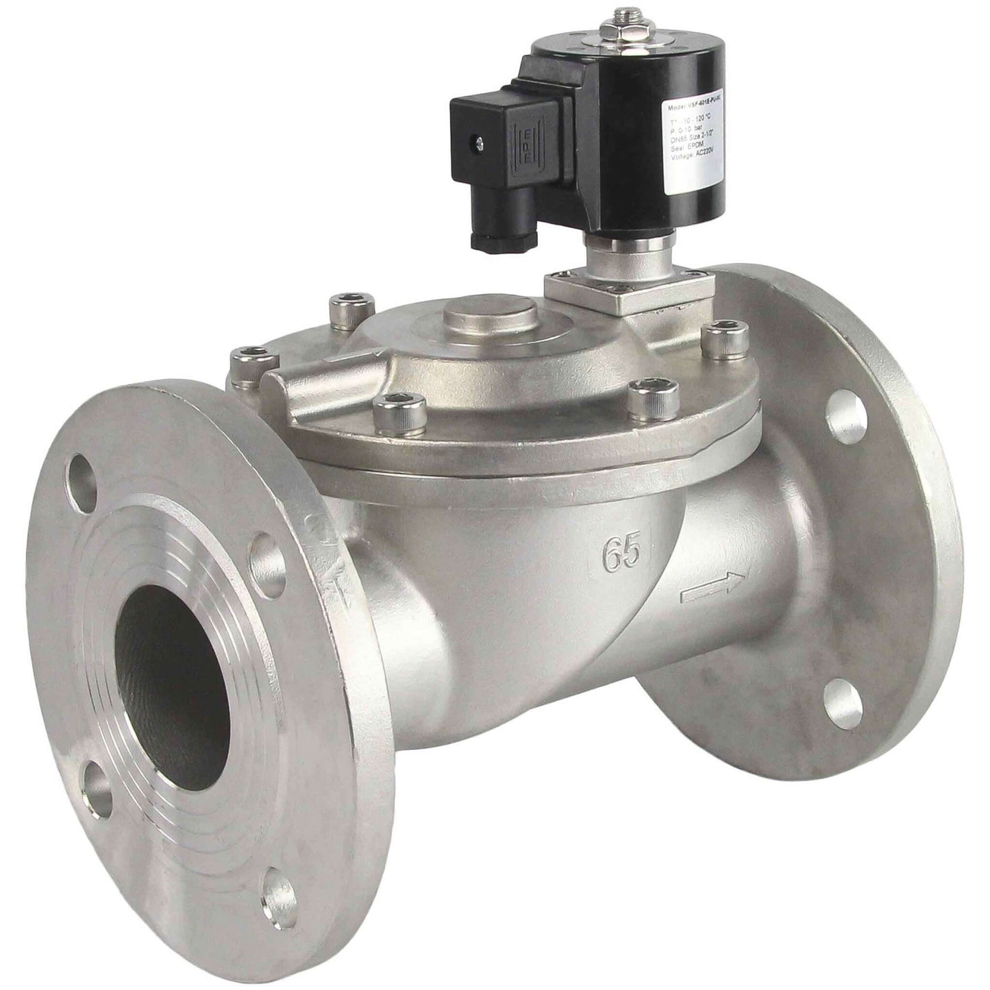 Two way normally closed indirect acting electric solenoid valve DNOVA VSF-601N-PU-NC NBR 220V, body material - stainless steel AISI 304, seal - NBR
