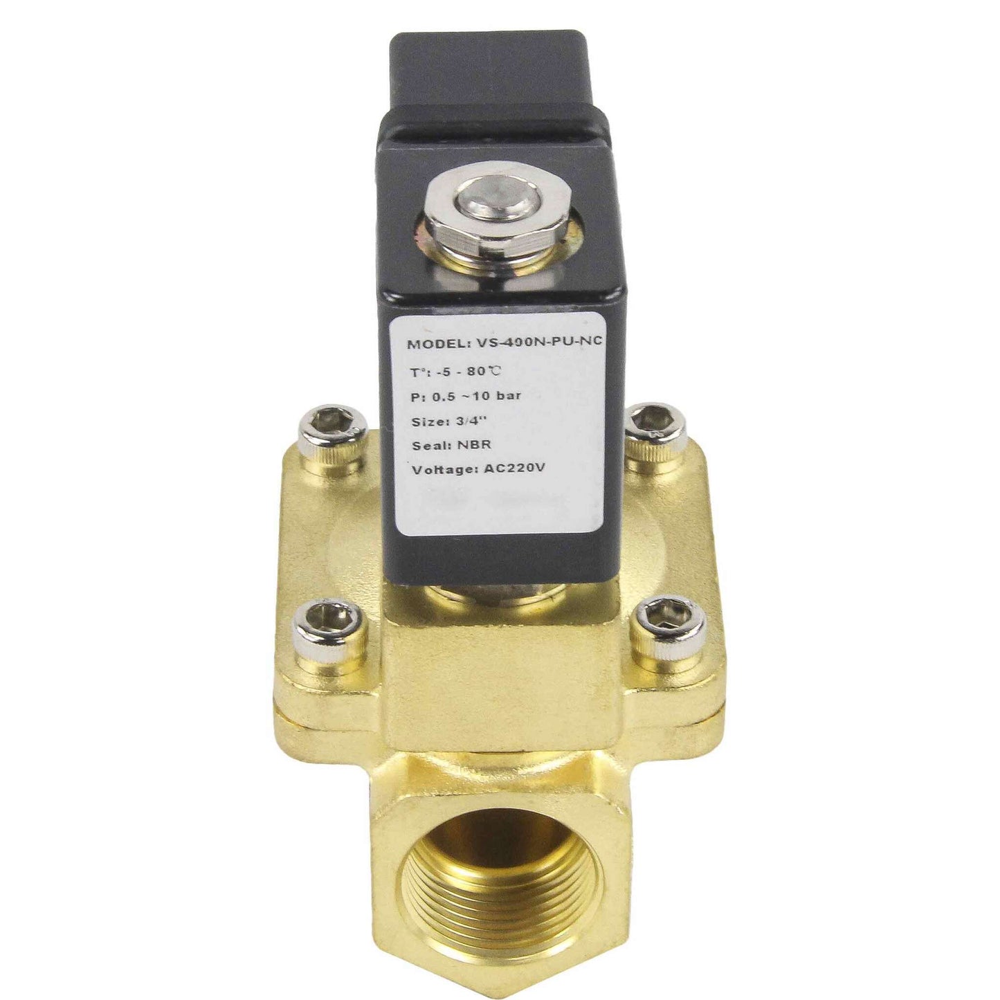 Two way normally closed indirect acting electric solenoid valve DNOVA VS2W-400N-PU-NC G NBR 24V, body material - brass, seal - NBR