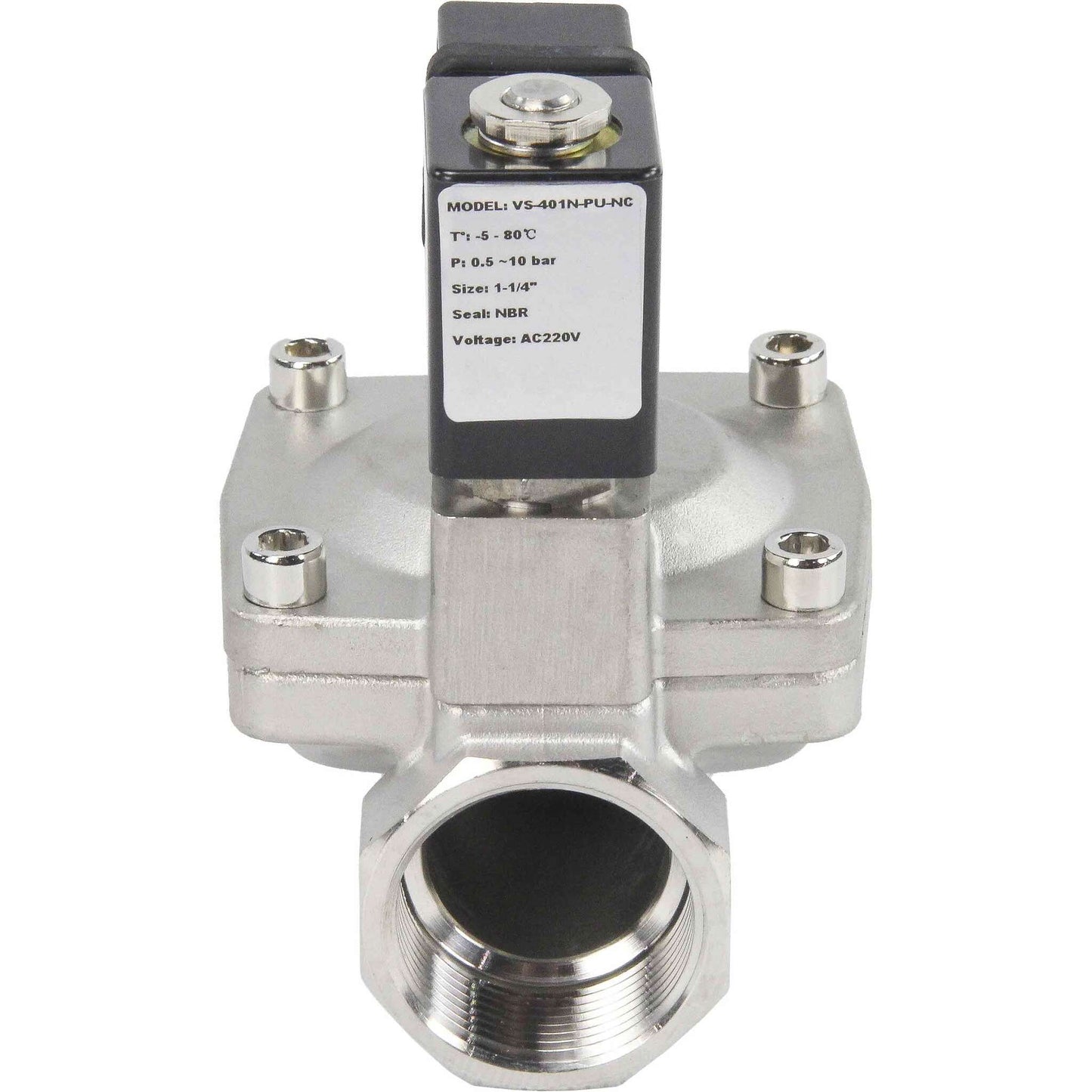 Two way normally closed indirect acting electric solenoid valve DNOVA VS2W-401N-PU-NC G NBR 24V, body material - stainless steel AISI 304, seal - NBR
