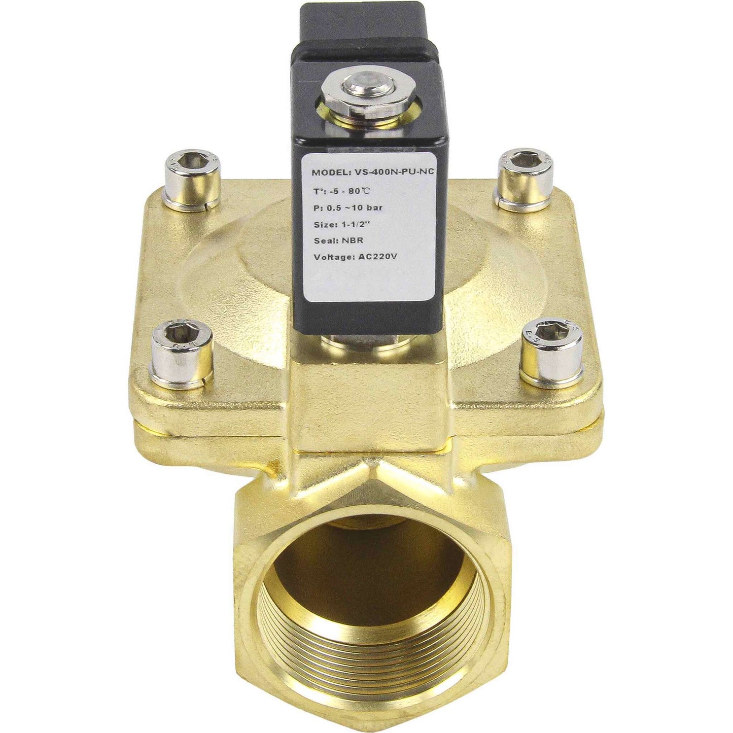 Two way normally closed indirect acting electric solenoid valve DNOVA VS2W-400V-PU-NC G VITON 24V, body material - brass, seal - Viton