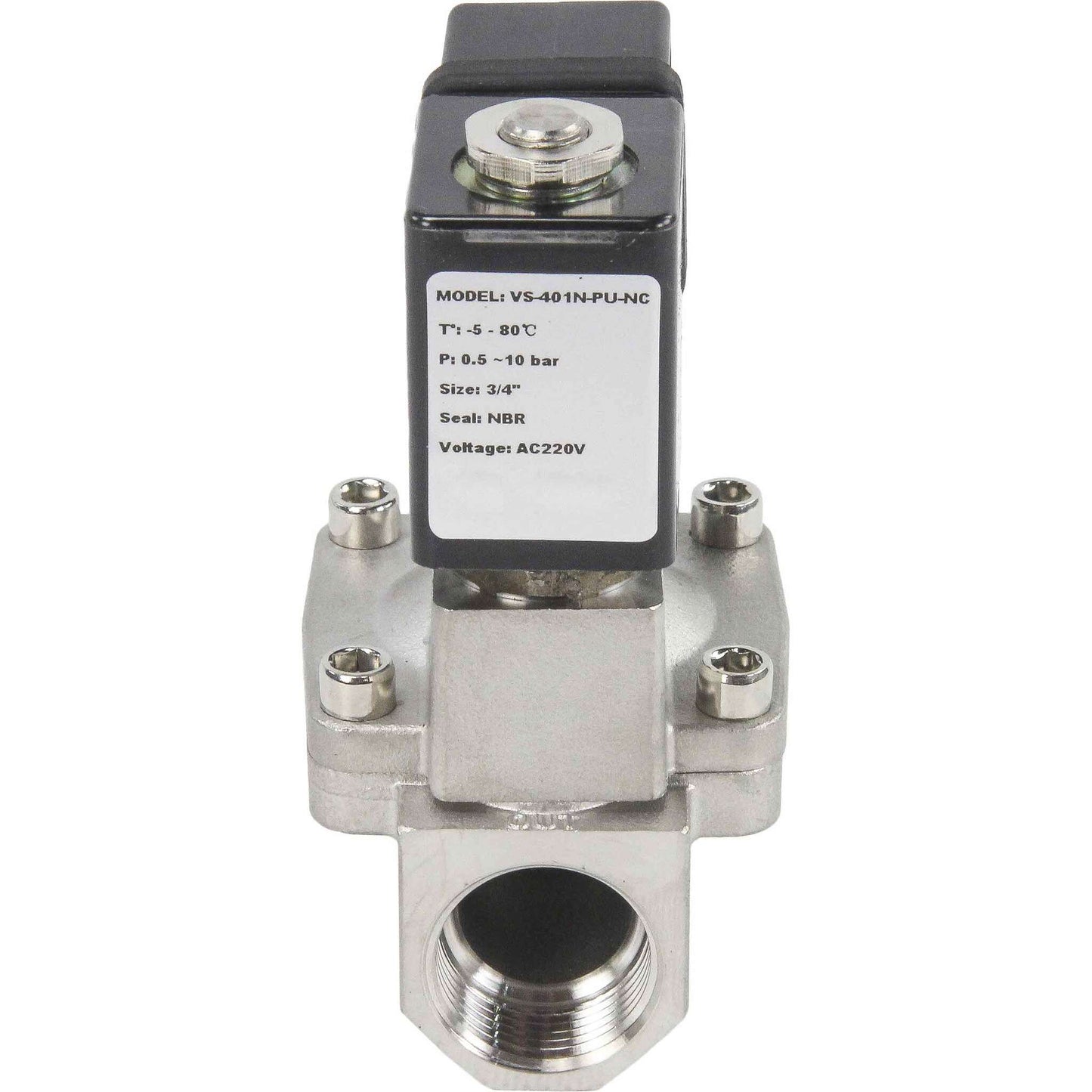 Two way normally closed indirect acting electric solenoid valve DNOVA VS2W-401E-PU-NC G EPDM 24V, body material - stainless steel AISI 304, seal - EPDM