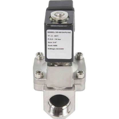 Two way normally closed indirect acting electric solenoid valve DNOVA VS2W-401E-PU-NC G EPDM 24V, body material - stainless steel AISI 304, seal - EPDM