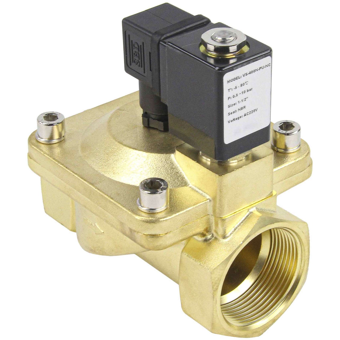 Two way normally closed indirect acting electric solenoid valve DNOVA VS2W-400V-PU-NC G VITON 24V, body material - brass, seal - Viton