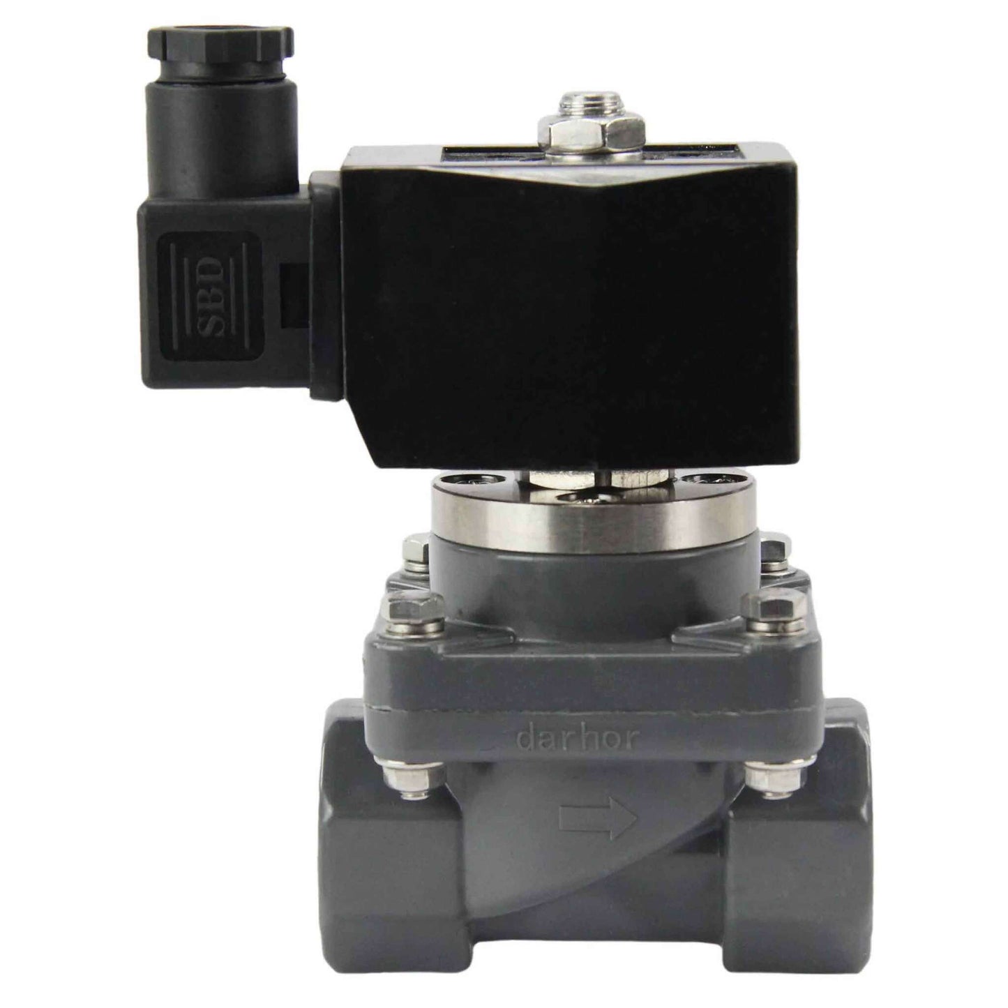 Two way normally closed indirect acting electric solenoid valve DNOVA DHF21-UP-РќР— VITON G 24V, body material - unplasticized polyvinyl chloride, seal - Viton