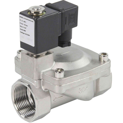 Two way normally closed indirect acting electric solenoid valve DNOVA VS2W-401N-PU-NC G NBR 24V, body material - stainless steel AISI 304, seal - NBR