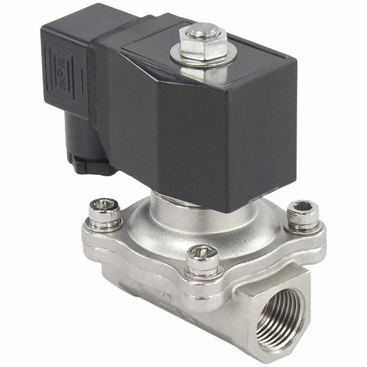 Two way normally closed direct acting electric solenoid valve DNOVA VS2W-201V-NC VITON 24V, body material - stainless steel AISI 304, seal - Viton