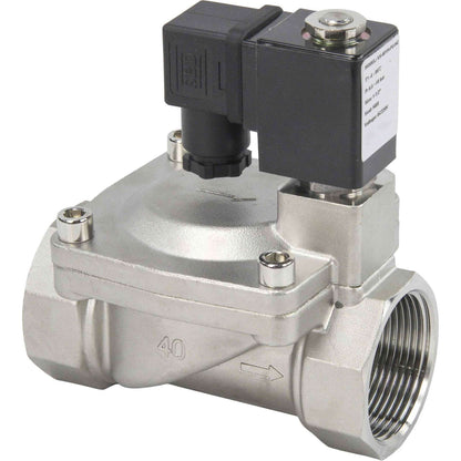 Two way normally closed indirect acting electric solenoid valve DNOVA VS2W-401V-PU-NC G VITON 110/220V, body material - stainless steel AISI 304, seal - Viton