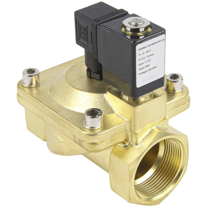 Two way normally closed indirect acting electric solenoid valve DNOVA VS2W-400V-PU-NC G VITON 110/220V, body material - brass, seal - Viton
