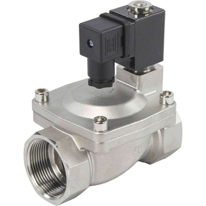 Two way normally closed indirect acting electric solenoid valve DNOVA VS2W-401V-PU-NC G VITON 110/220V, body material - stainless steel AISI 304, seal - Viton