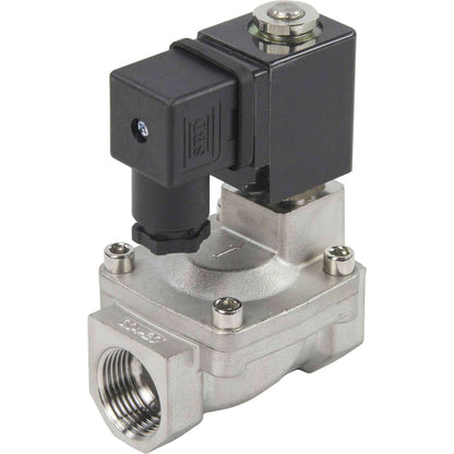 Two way normally closed indirect acting electric solenoid valve DNOVA VS2W-401E-PU-NC G EPDM 24V, body material - stainless steel AISI 304, seal - EPDM