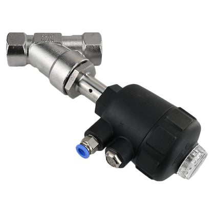 Pneumatic valve DNOVA VS324PV-T-1PNC PSI362, body material - stainless steel CF8M, threaded, Y-shaped