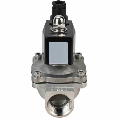 Two way normally open direct acting electric solenoid valve DNOVA VS2W-301V-NO VITON 220V, body material - stainless steel AISI 304, seal - Viton