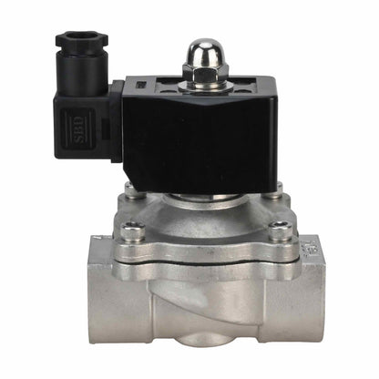 Two way normally open direct acting electric solenoid valve DNOVA VS2W-301V-NO VITON 220V, body material - stainless steel AISI 304, seal - Viton