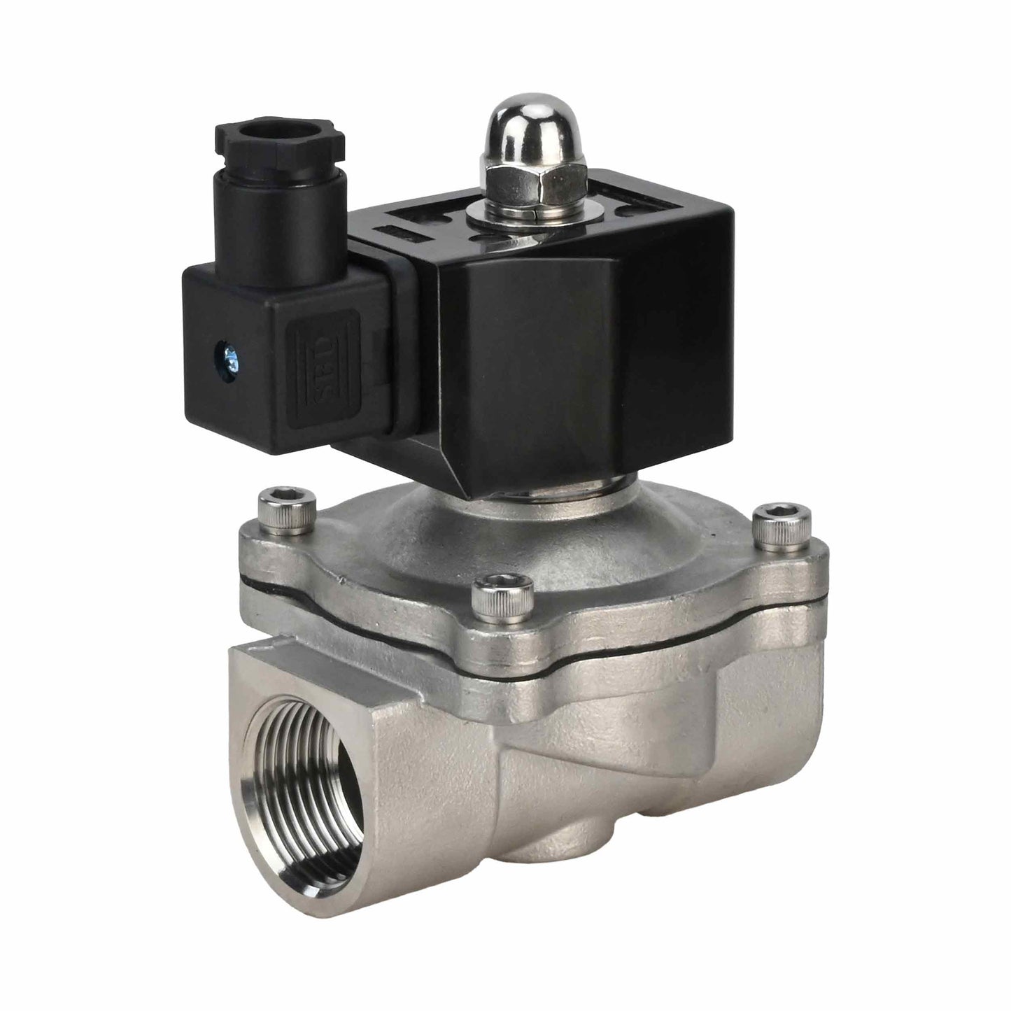 Two way normally open direct acting electric solenoid valve DNOVA VS2W-301V-NO VITON 24V, body material - stainless steel AISI 304, seal - VITON