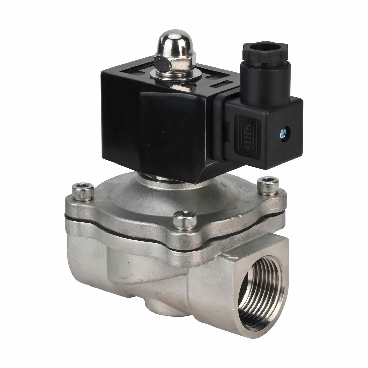 Two way normally open direct acting electric solenoid valve DNOVA VS2W-301V-NO VITON 24V, body material - stainless steel AISI 304, seal - VITON