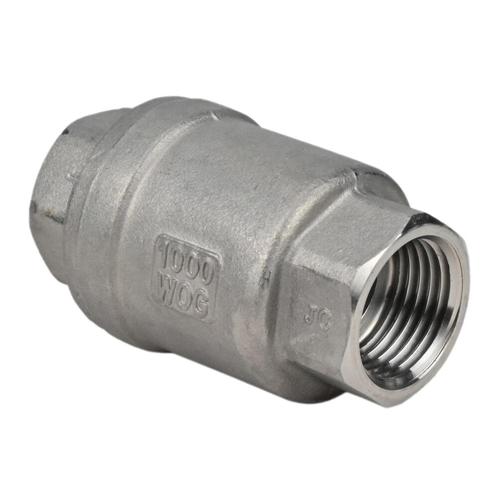 Spring check valve DNOVA VCS3232P-T, body material - stainless steel AISI 316, closure element material - stainless steel AISI 316, seal - PTFE