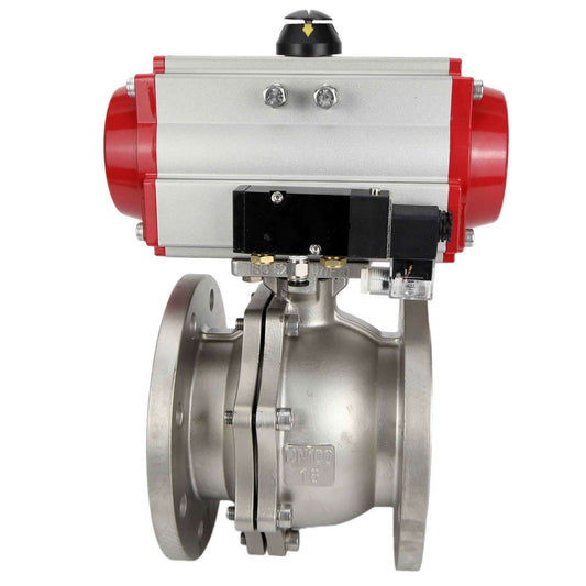 Stainless steel ball valve DNOVA kchfp-DNOVA-da-4m310-24v, body material - stainless steel AISI 316, ball material - stainless steel AISI 316, seal - PTFE, pneumatic actuator operated