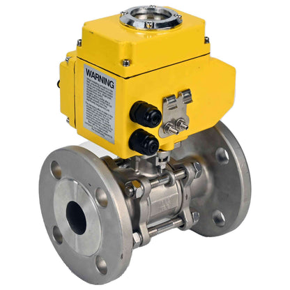 Stainless steel ball valve DNOVA ksfpt-304-180-24v, body material - stainless steel AISI 304, ball material - stainless steel AISI 304, seal - PTFE, electric actuator operated