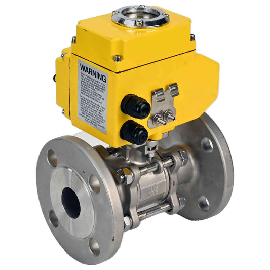 Stainless steel ball valve DNOVA ksfpt-304-180-24v, body material - stainless steel AISI 304, ball material - stainless steel AISI 304, seal - PTFE, electric actuator operated