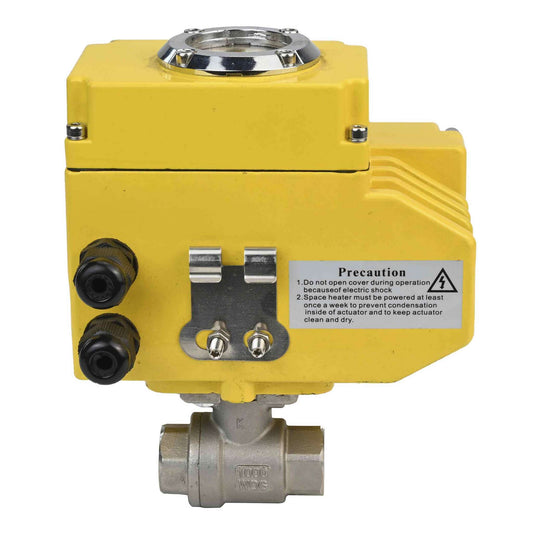 Válvula de bola de acero inoxidable DNOVA BVMP.316.230-ISO PSI914 SS316 roscada, actuador eléctrico de cuarto de vuelta DNOVA-003 24 V