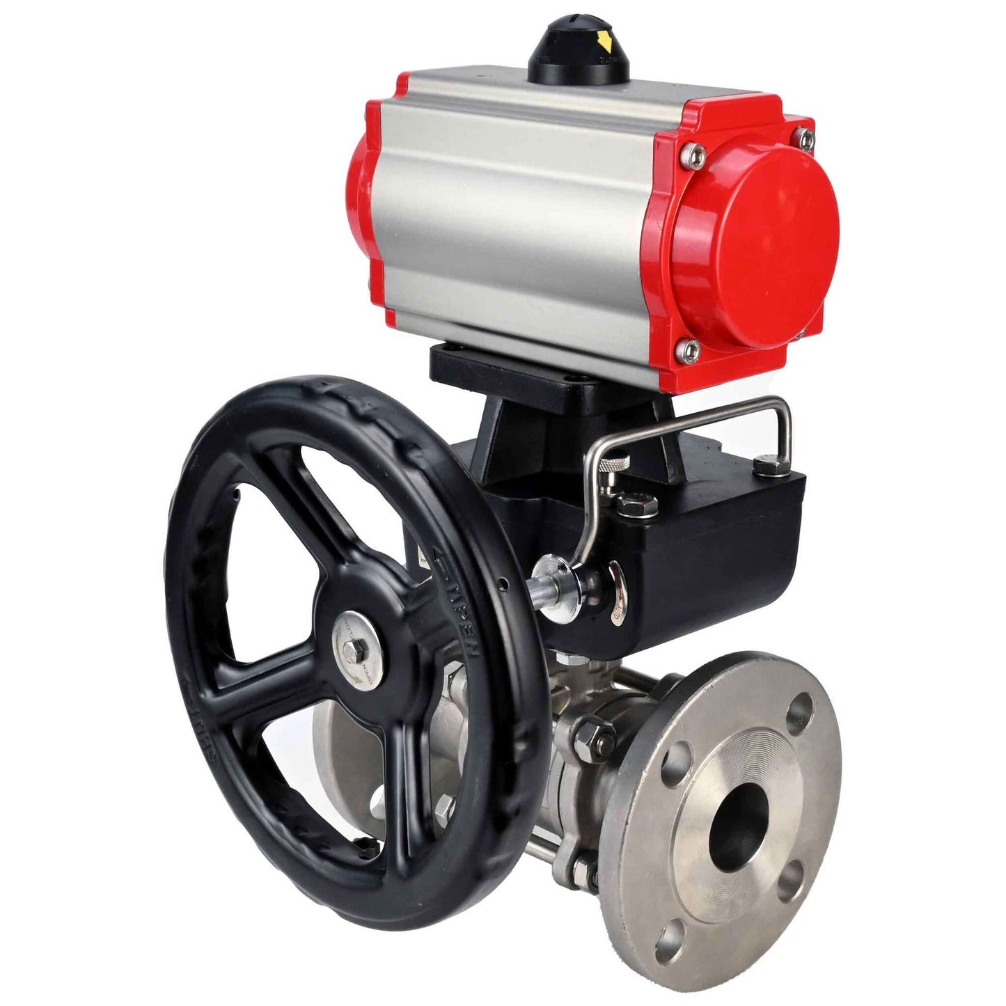 Stainless steel ball valve DNOVA ksfpt-304-180-da-4m310-24v-hdm, body material - stainless steel AISI 304, ball material - stainless steel AISI 304, seal - PTFE, pneumatic actuator operated