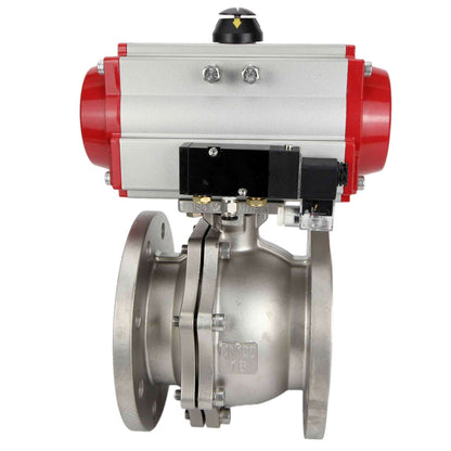 Stainless steel ball valve DNOVA kchfp-DNOVA-da-4m310-110/220v, body material - stainless steel AISI 316, ball material - stainless steel AISI 316, seal - PTFE, pneumatic actuator operated