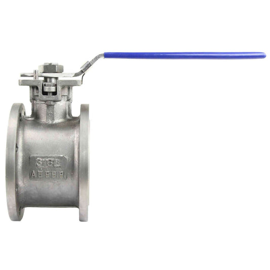 Stainless steel ball valve DNOVA BV3232P-FP-Fb-ISO-H PN16, full port, compact flanged connection Class 150, with ISO 5211 mounting pad and handle