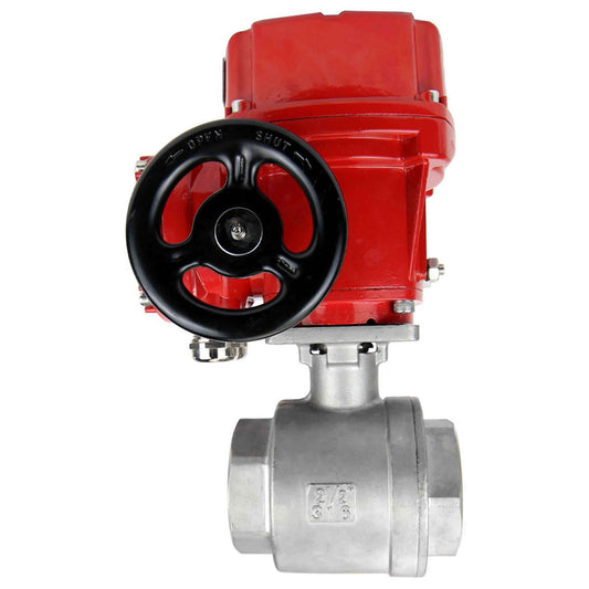 Stainless steel ball valve DNOVA kchmp-DNOVA-ex-24v, body material - stainless steel AISI 316, ball material - stainless steel AISI 316, seal - PTFE, electric actuator operated