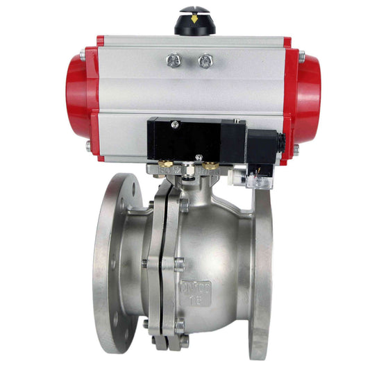 Stainless steel ball valve DNOVA kchfp-DNOVA-sa-4m310-110/220v, body material - stainless steel AISI 316, ball material - stainless steel AISI 316, seal - PTFE, pneumatic actuator operated