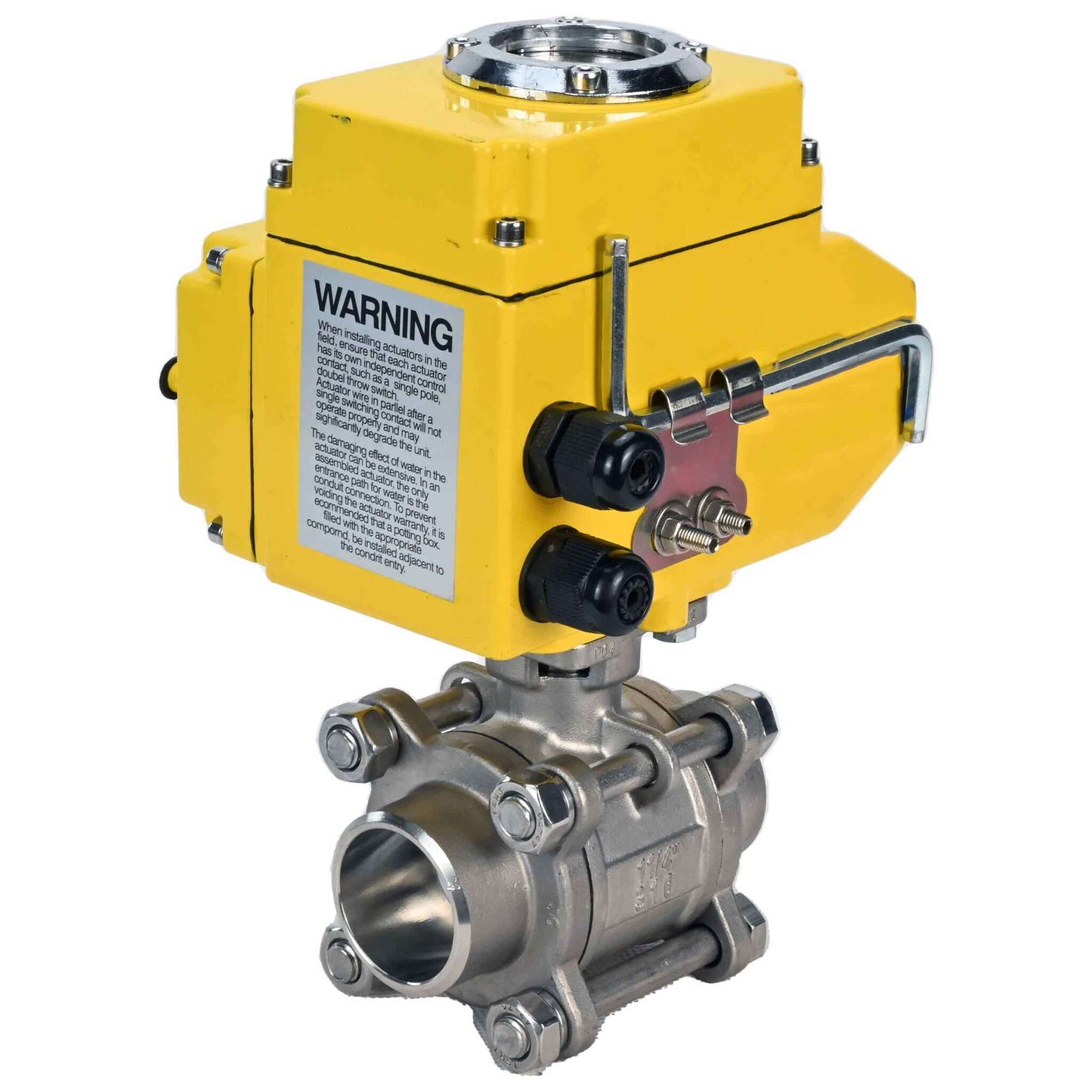 Stainless steel ball valve DNOVA kshpp-316200-DNOVA-24v, body material - stainless steel AISI 316, ball material - stainless steel AISI 316, seal - PTFE, electric actuator operated