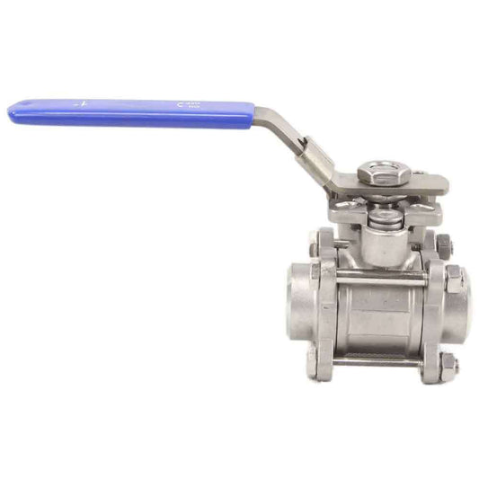Stainless steel ball valve DNOVA BV3232P(3pc)-FP-W-ISO-H full port, for welding, with ISO 5211 mounting pad and handle