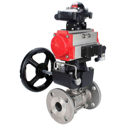 Stainless steel ball valve DNOVA ksfpt-304-180-da-4m310-24v-apl210n-hdm, body material - stainless steel AISI 304, ball material - stainless steel AISI 304, seal - PTFE, pneumatic actuator operated