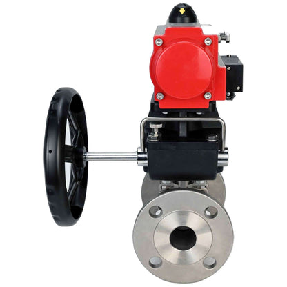 Stainless steel ball valve DNOVA ksfpt-304-180-da-4m310-24v-hdm, body material - stainless steel AISI 304, ball material - stainless steel AISI 304, seal - PTFE, pneumatic actuator operated