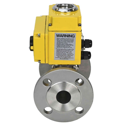 Stainless steel ball valve DNOVA ksfpt-304-180-24v, body material - stainless steel AISI 304, ball material - stainless steel AISI 304, seal - PTFE, electric actuator operated
