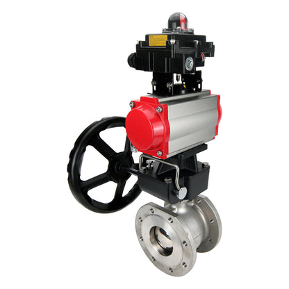 Válvula de bola de acero inoxidable DNOVA BVFP.316, actuador neumático DNOVA DA, reductor HDM, distribuidor neumático 4M310-08 24 V, bloque de final de carrera APL-410N EX