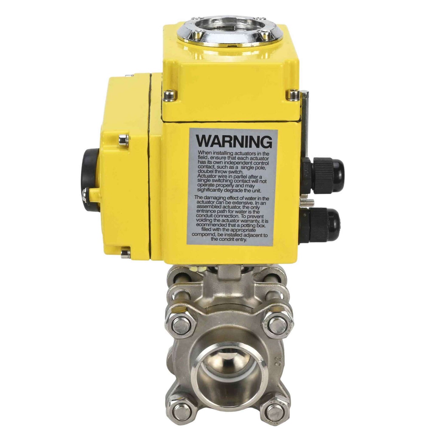 Stainless steel ball valve DNOVA kshpp-316200-DNOVA-24v, body material - stainless steel AISI 316, ball material - stainless steel AISI 316, seal - PTFE, electric actuator operated