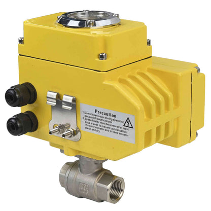 Válvula de bola de acero inoxidable DNOVA BVMP.316.230-ISO PSI914 SS316 roscada, actuador eléctrico de cuarto de vuelta DNOVA-003 24 V