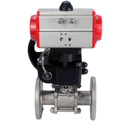 Stainless steel ball valve DNOVA ksfpt-304-180-da-hdm, body material - stainless steel AISI 304, ball material - stainless steel AISI 304, seal - PTFE, pneumatic actuator operated