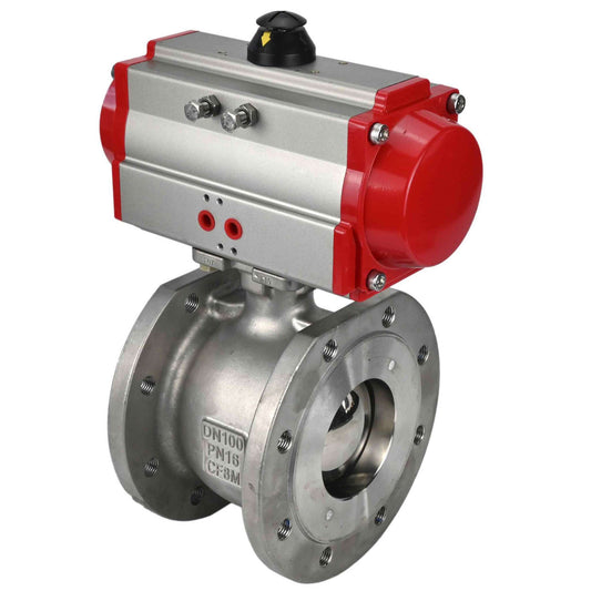 Stainless steel ball valve DNOVA kchmfp-DNOVA-da, body material - stainless steel AISI 316, ball material - stainless steel AISI 316, seal - PTFE, pneumatic actuator operated