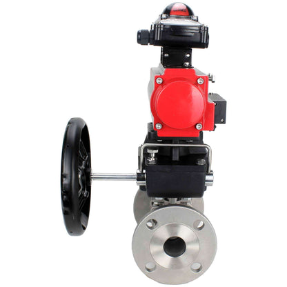 Stainless steel ball valve DNOVA ksfpt-304-180-da-4m310-24v-apl210n-hdm, body material - stainless steel AISI 304, ball material - stainless steel AISI 304, seal - PTFE, pneumatic actuator operated