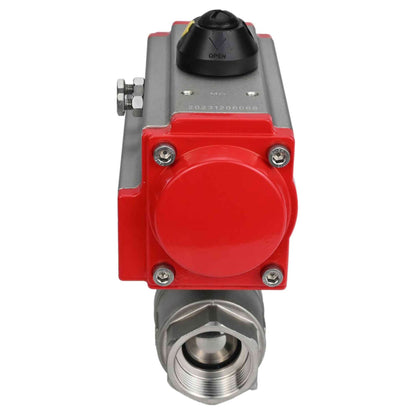 Stainless steel ball valve DNOVA BVMP.316.230-ISO PSI914, body material - stainless steel AISI 316, ball material - stainless steel AISI 316, seal - PTFE, full port, threaded, double-acting pneumatic actuator DNOVA DA