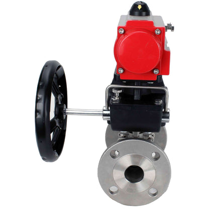 Stainless steel ball valve DNOVA ksfpt-304-180-da-hdm, body material - stainless steel AISI 304, ball material - stainless steel AISI 304, seal - PTFE, pneumatic actuator operated
