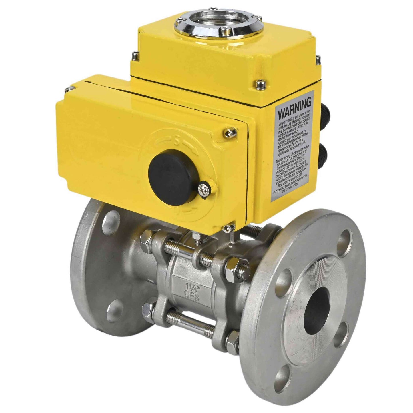Stainless steel ball valve DNOVA ksfpt-304-180-24v, body material - stainless steel AISI 304, ball material - stainless steel AISI 304, seal - PTFE, electric actuator operated