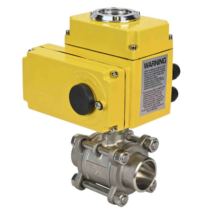 Stainless steel ball valve DNOVA kshpp-316200-DNOVA-24v, body material - stainless steel AISI 316, ball material - stainless steel AISI 316, seal - PTFE, electric actuator operated