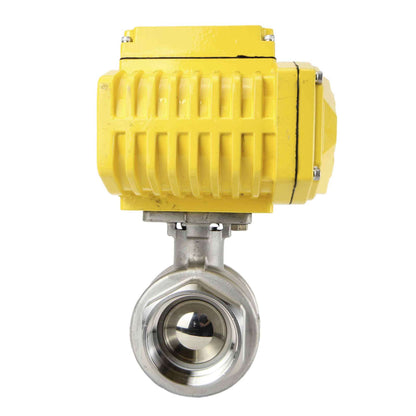 Stainless steel ball valve DNOVA kshmp316-DNOVA-24, body material - stainless steel AISI 316, ball material - stainless steel AISI 316, seal - PTFE, electric actuator operated