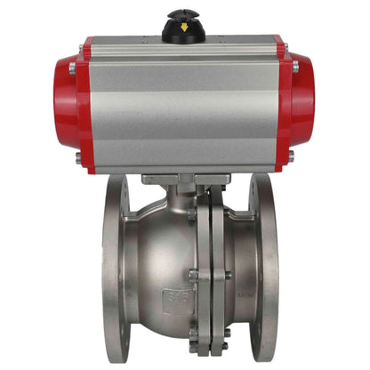 Stainless steel ball valve DNOVA kchfp-DNOVA-sa, body material - stainless steel AISI 316, ball material - stainless steel AISI 316, seal - PTFE, pneumatic actuator operated