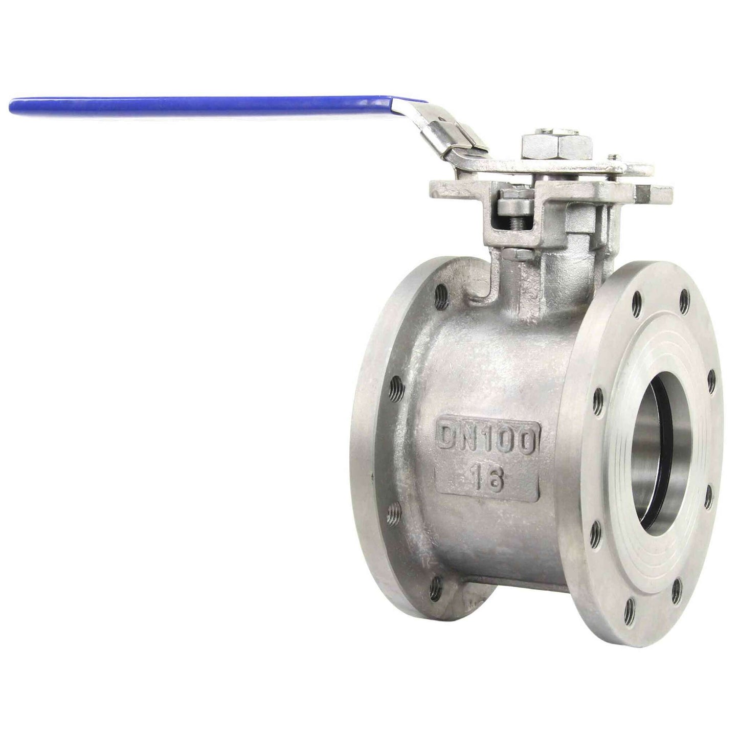 Stainless steel ball valve DNOVA BV3232P-FP-Fb-ISO-H PN16, full port, compact flanged connection Class 150, with ISO 5211 mounting pad and handle